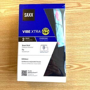 SAXX Vibe Xtra Boxer Brief Fly 2-Pack Men's Small S Black/Print NEW